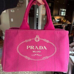 Authentic Prada Small Canapa Tote Bag in Pink - GREAT Condition!